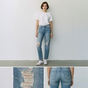 Hudson Tally Midrise Skinny Crop Jeans Women's Size 27 Light Wash Distressed